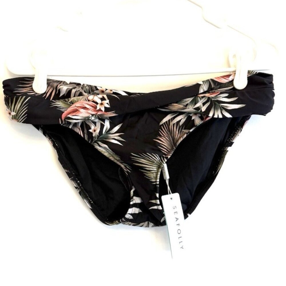 Seafolly Women’s Black Floral Bikini Bottom Size 10